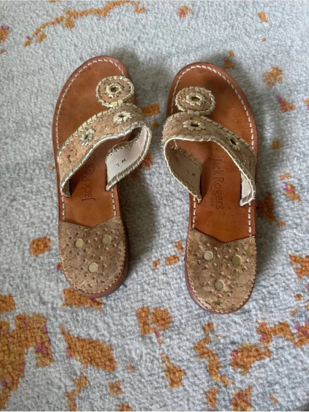Jack Rogers Cork & Gold Sandals